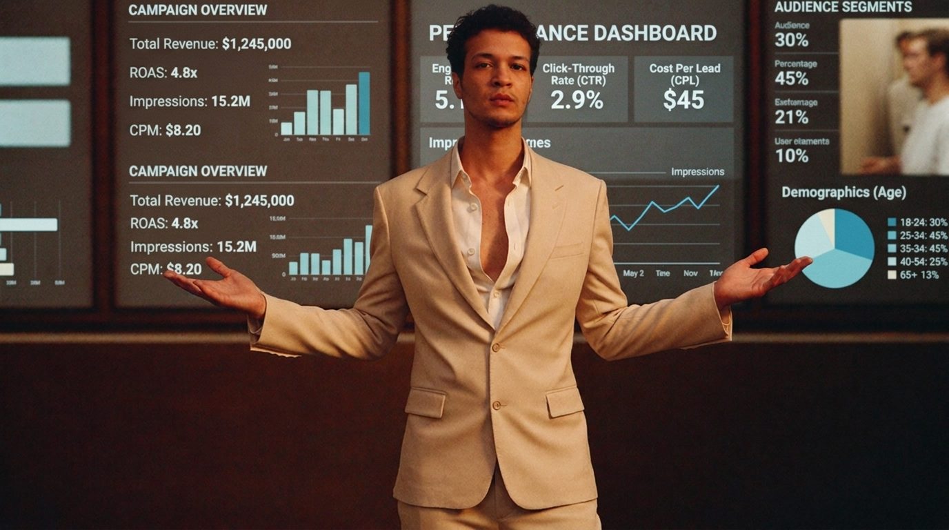 Jaquis Brantley, founder of Axis Marketing AI, presenting a marketing automation dashboard